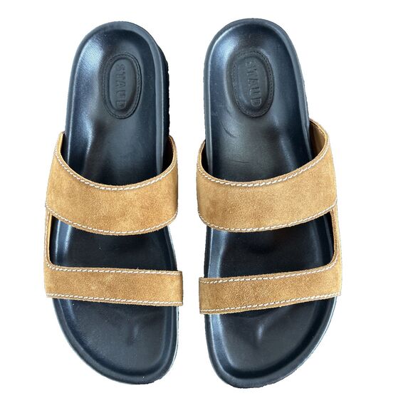 STAUD Cyprus Suede Slides Tan Color Sandals MSRP $295 New Size 42/ US 12 - Picture 5 of 8